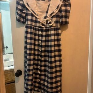 Navy and White Checkered Kids Formal Dress, please see all photos.